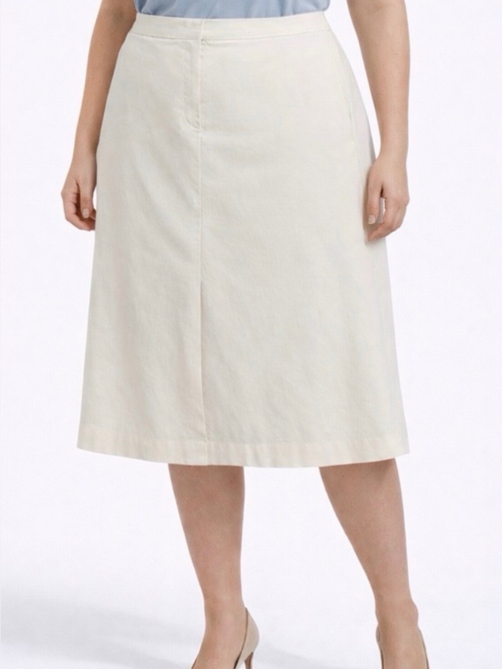 Banana Republic Ivory Midi Skirt Size 12 Cotton Blend A-Line Classic(A439)✨